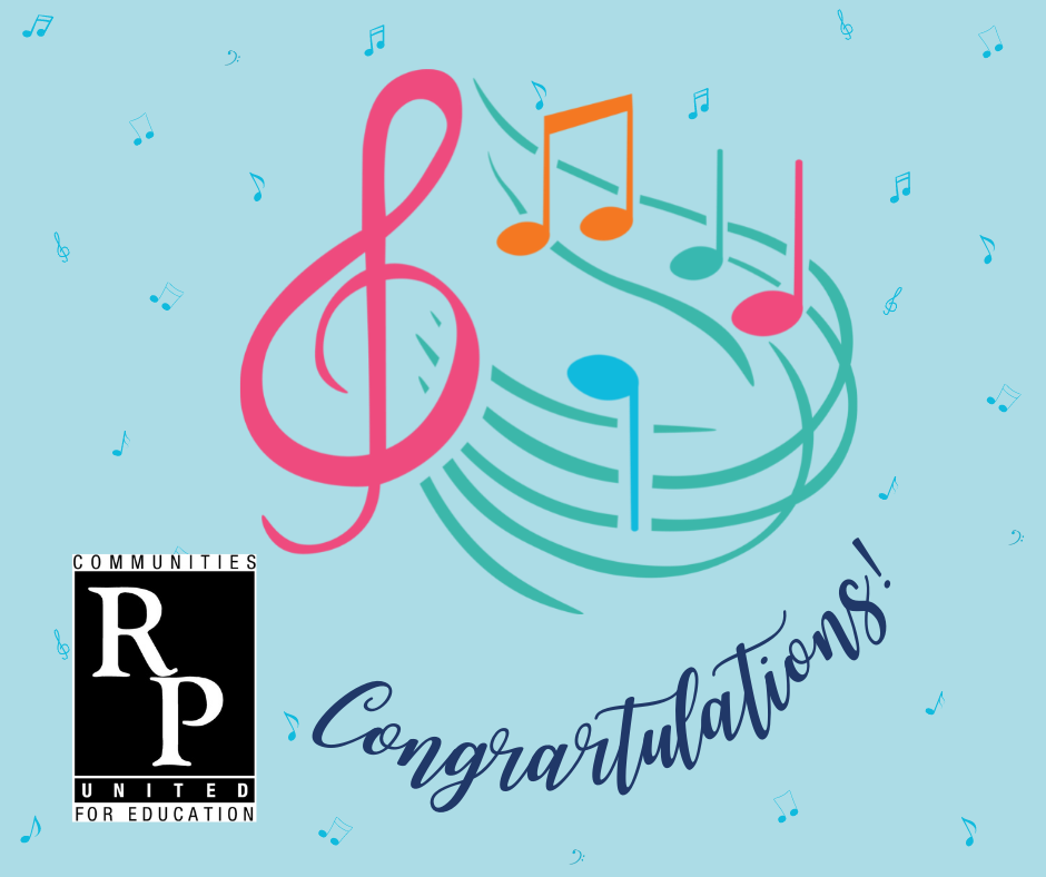 Music notes and the word "Congratulations"
