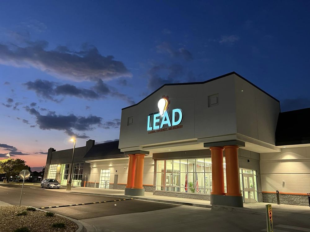 Exterior of LEAD Center at night