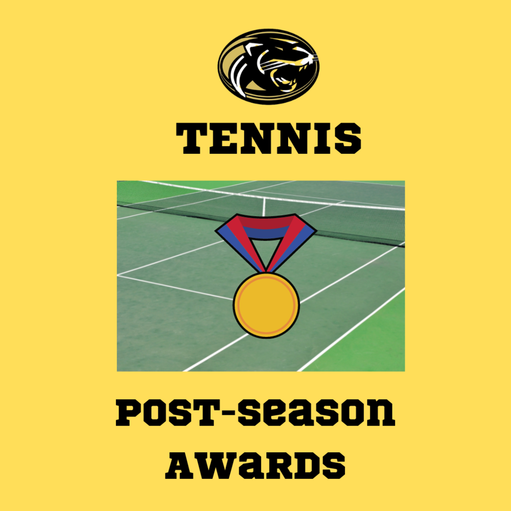 Graphic of tennis court with medal