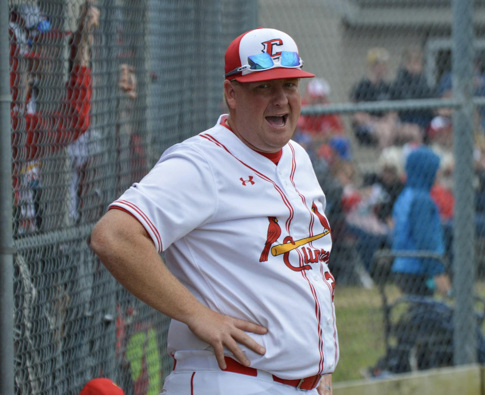 John Lersch wearing Clinton Cardinals baseball uniform