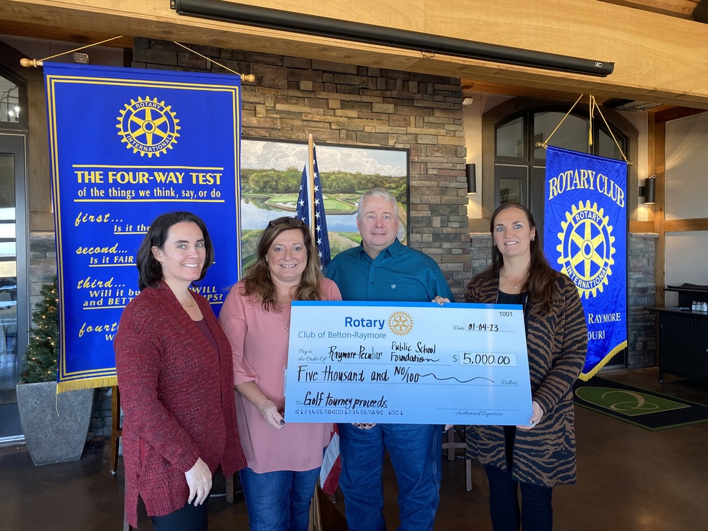 Belton-Raymore Rotary Club donating 5,000 to the Ray-Pec Public School Foundation
